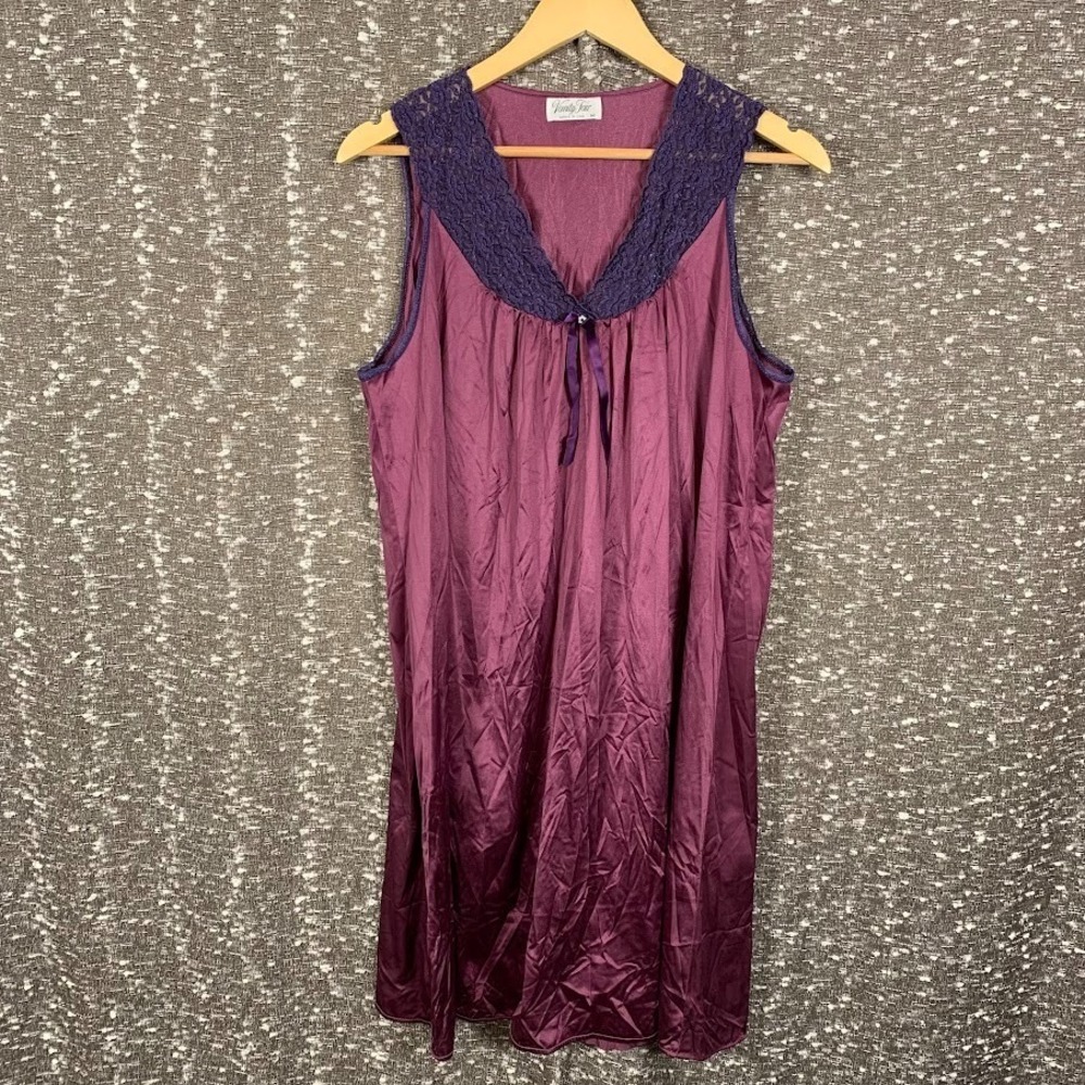 Vintage Vanity Fair Purple Satin Slip Dress Coquette Fairy Women's Medium